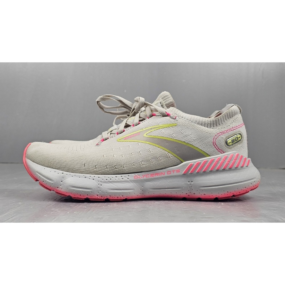 Brooks Glycerin‎ StealthFit GTS 20 Running Shoes 7.5 (B) White Pink Sneakers